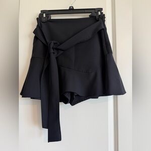 Zara Black Wrap Skort with Tie Detail